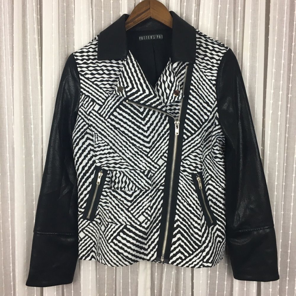 Potter’s Pot Graphic Striped Motorcycle Jacket
